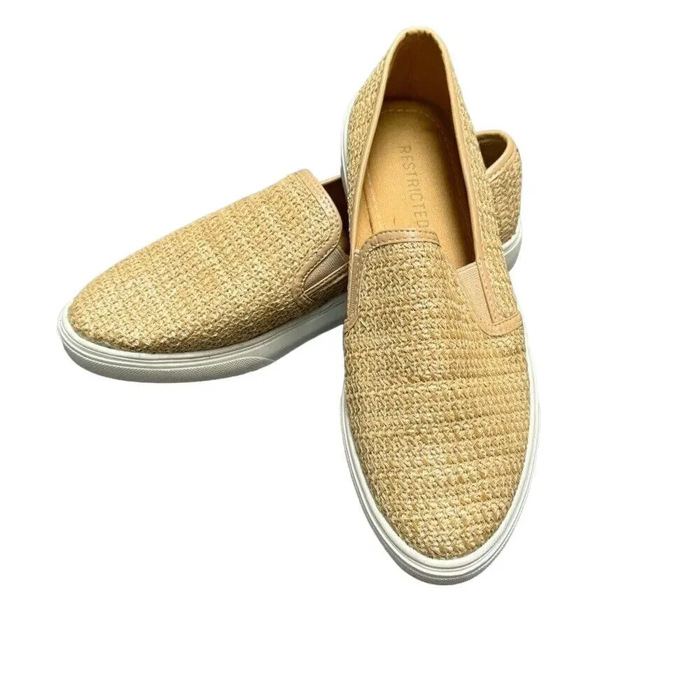 Restricted Valley Girl Sneakers Tan Woven Summer Vacation Women's Size 8.5‎ EUC